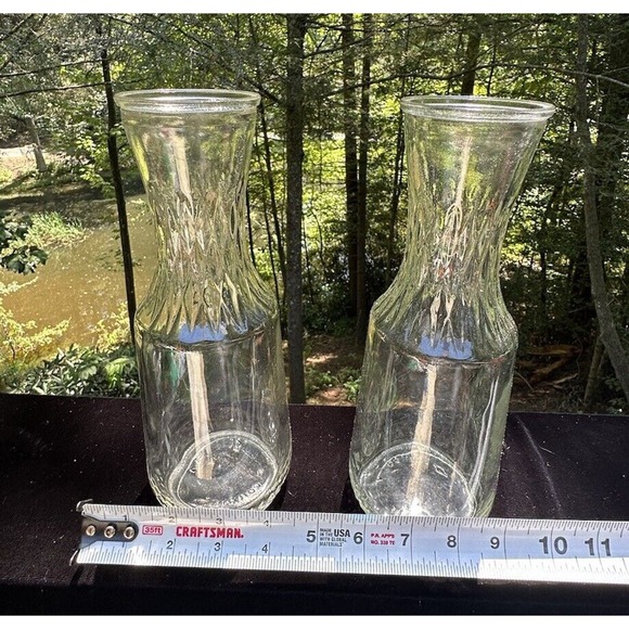 Anchor Hocking Milk Bottles Or Juice Carafe Clear Glass Containers Set of 2 -S32 - Picture 5 of 8